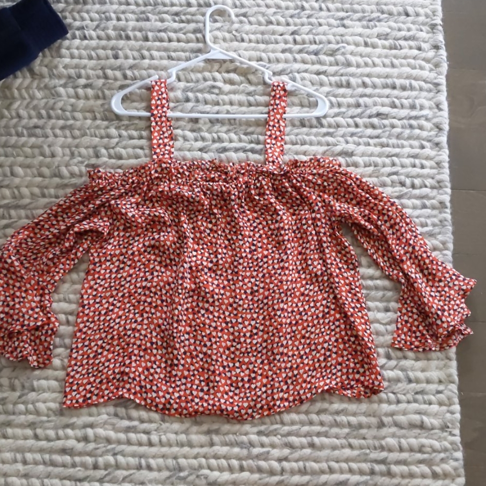 JCrew Silk Cold-shoulder hearts